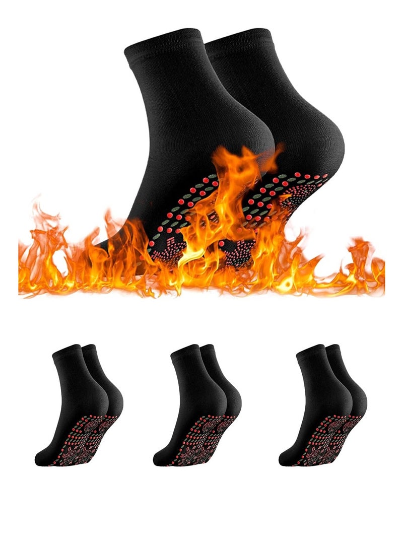rocooart Castwave Self-heating Socks 3 Pairs of Foot Warmer Elastic Feet Warm Breathable anti-cold Winter Antifreeze Socks Camping Hiking Skiing Winter（black） - Image 1